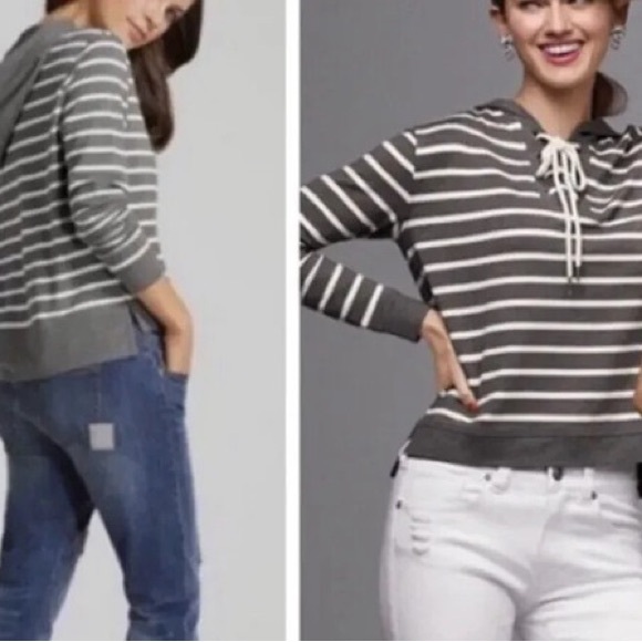 CAbi Charcoal and White Striped Lace-Up Hoodie
XS - Picture 5 of 7